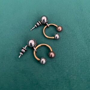 Lemaire Gold, Silver and Copper Rattle Earrings